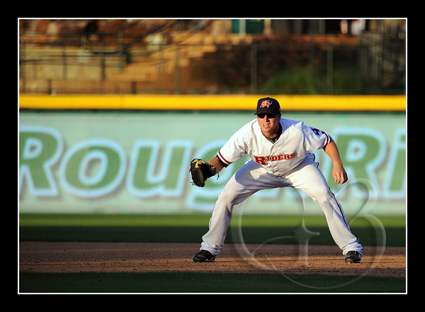 Justin Smoak Frisco first baseman Justin Smoak #12 fights the sunlight as it sets in the West.
