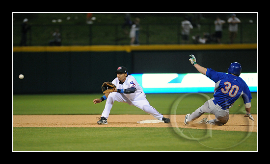 Frisco second baseman Guilder Rodriguez takes a throw for the out