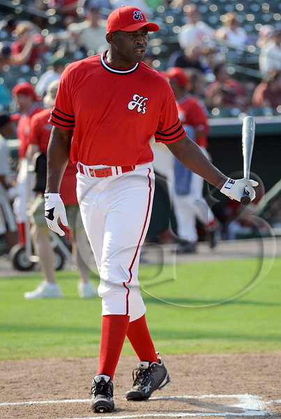 SPORT Baseball Former Dallas Cowboy Hall of Famer Michael Irvin goes up to bat