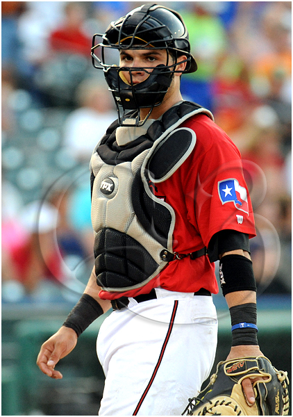 10 Frisco Roughriders catcher Manny Pina #9 starts behind the plate for the South Division