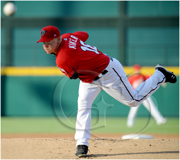 14 Frisco Roughriders starting pitcher Kasey Kiker #18 throws on the mound during the MiLB Texas League All-Star Game