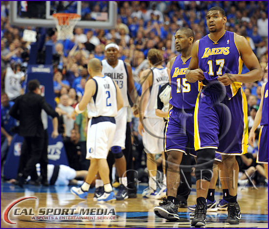 NBA 2011: Lakers vs Mavericks MAY 06 Los Angeles Lakers v Dallas Mavericks Playoffs Andrew Bynum ejected