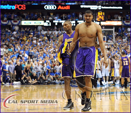 NBA 2011: Western Conference Playoffs Lakers vs Mavericks MAY 08 Los Angeles Lakers v Dallas Mavericks Playoffs Andrew Bynum ejected