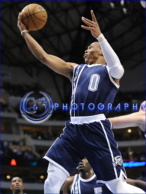 Jan 18, 2013: Oklahoma City Thunder point guard Russell Westbrook #0 takes it to the basket